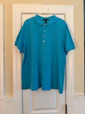 Lauren Ralph Lauren women's turquoise pique polo 2X